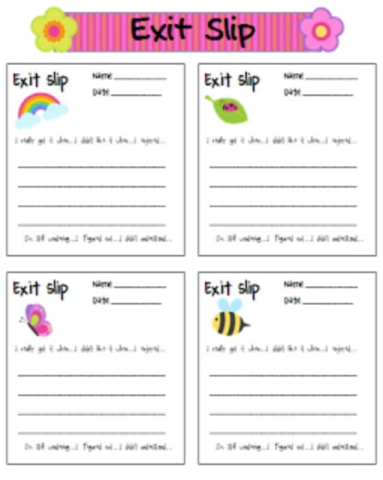 exit slips template