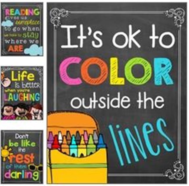 Chalkboard Colorful Classroom Poster Quotes