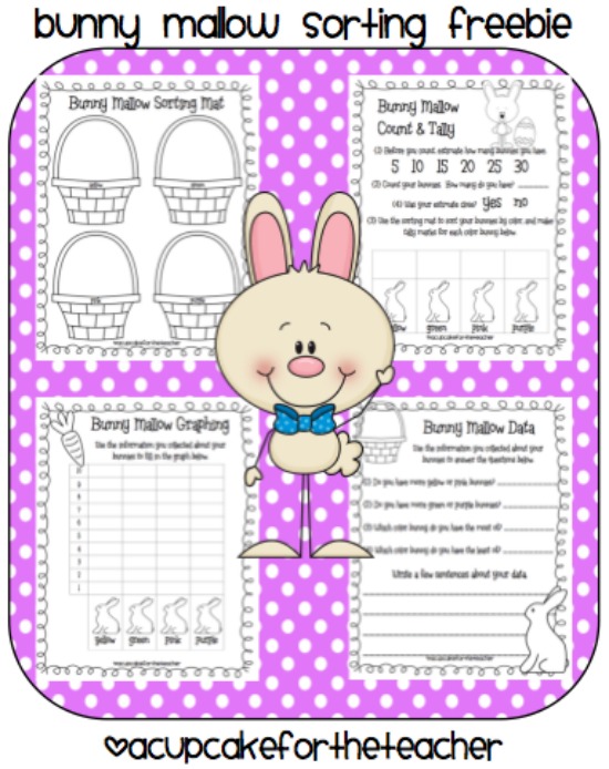 Teach Junkie: 16 Spring and Easter Math Ideas {Free Download} - Bunny Mallow Sorting