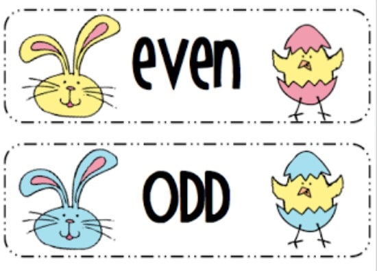 Teach Junkie: 16 Spring and Easter Math Ideas {Free Download} - Numbers Even and Odd Sort