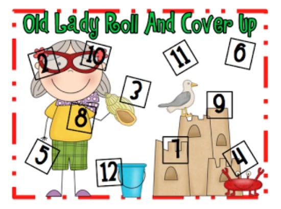 Teach Junkie: 40 Roll and Cover "Bump" Cool Math Games - There Was An Old Lady Versions