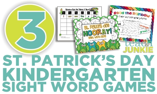 Teach Junkie: 3 Kindergarten St. Patrick's Day Sight Word Games