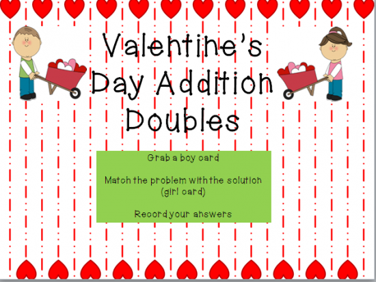 Valentine's Day Addition Doubles Game {printable}