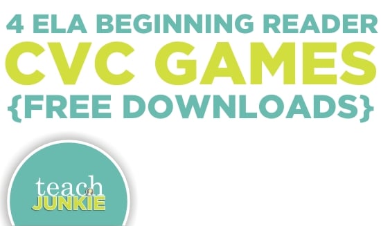 Printable Games {Teacher Created} on Teach Junkie - 4 ELA Beginning Reader CVC Games {Free Download}