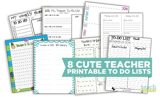 Teach Junkie: 8 Cute Teacher Printable To Do Lists
