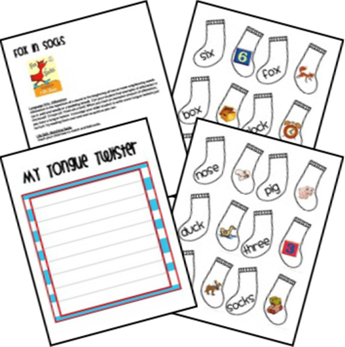 31 Ideas for Read Across America and Dr. Seuss - Fox in Socks Unit Ideas and Printables