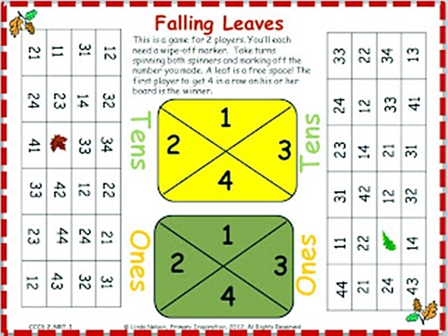 54 Fantastic Fall Thanksgiving Freebie - Place Value Falling Leaves Cover Up - Teach Junkie