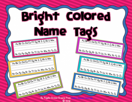 6 Free Brightly Colored Name Tags
