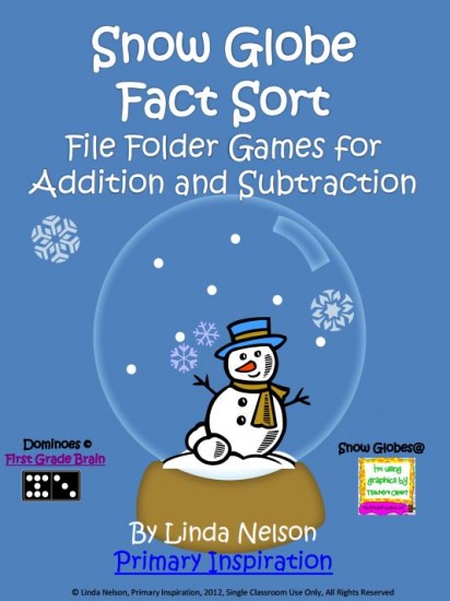 Addition and Subtraction Fact Sort Snow Globes - Teach Junkie