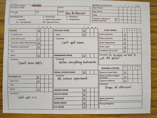 April Fools Worst Report Card for Kids to Trick Their Parents