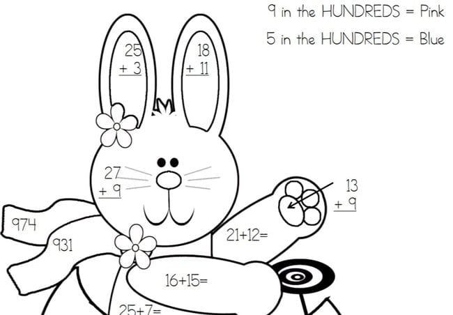Place Value Easter Bunny Color By Code - Teach Junkie
