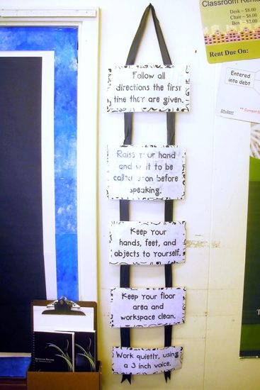 Classroom Rules... and a freebie - rules hung up with ribbons