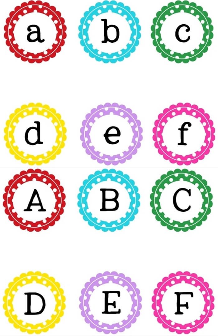 Word Wall Letters Bright Polka Dots