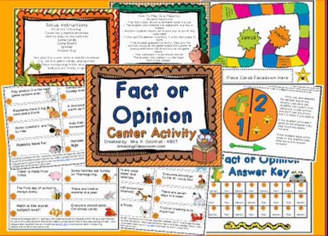 Free Fact Or Opinion Printable Game Teach Junkie