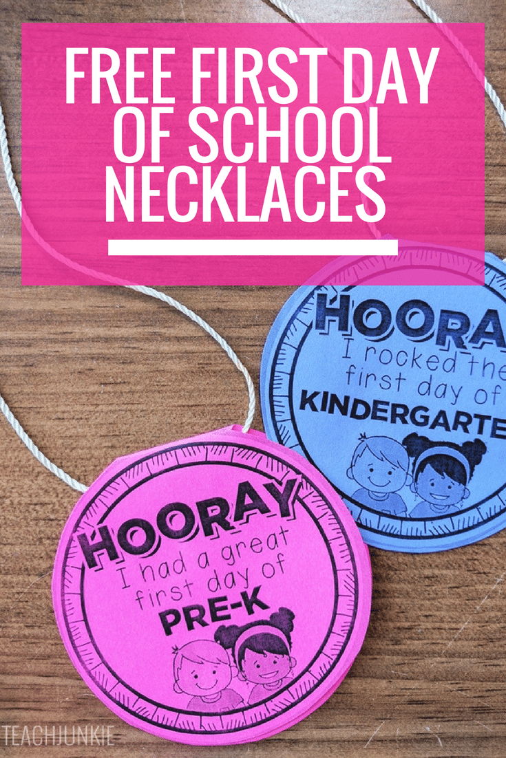 First day of school necklaces free printable