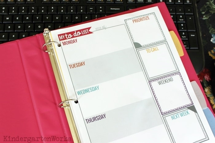 Free September Activities and Printable Resources - free to do list for teacher binder