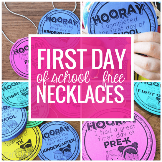 Freebie First Day of School Necklaces
