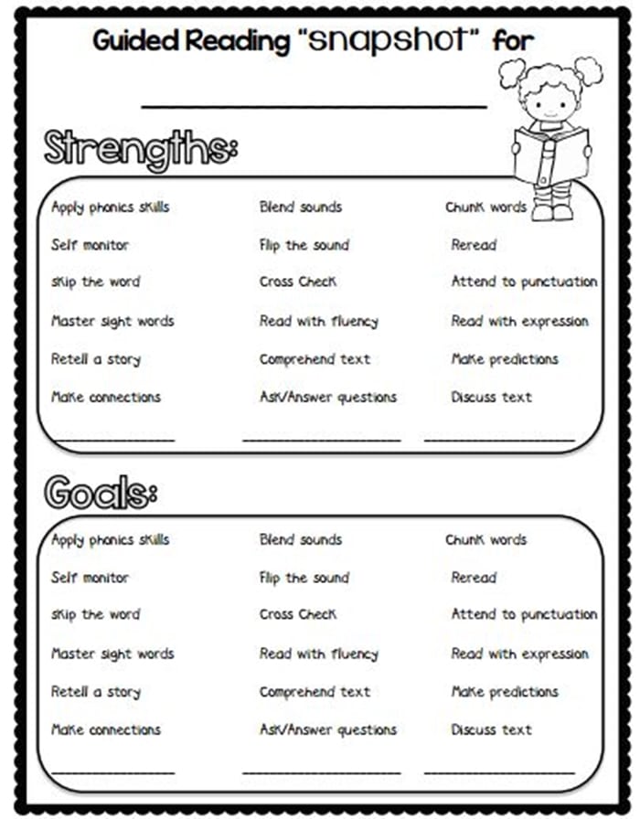 Free Guided Reading Snapshot Assessments - for individual students