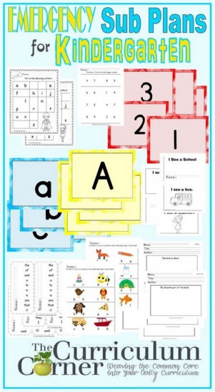Kindergarten Emergency Sub Plans - Teach Junkie