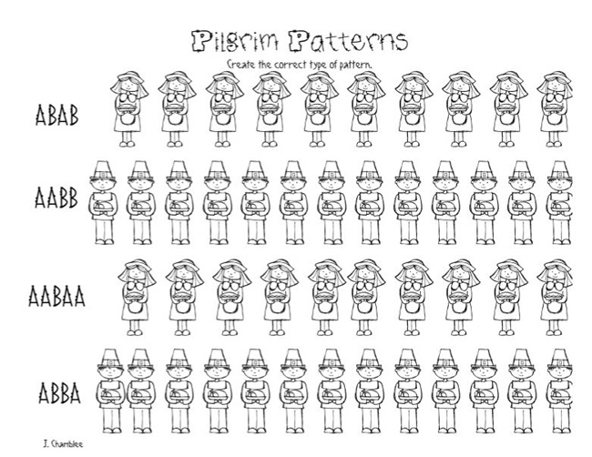 Pilgrim Patterns Free Kindergarten Worksheet Teach Junkie