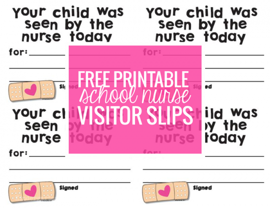 School Nurse Visitor Slips {Printable}