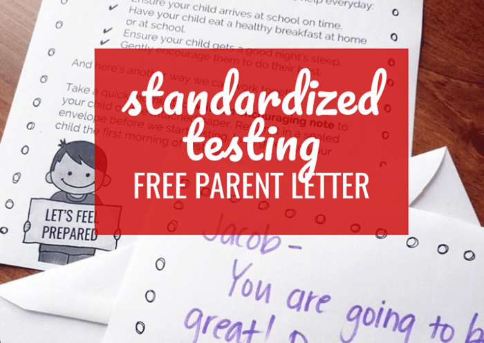 Standardized Testing Parent Letter Freebie