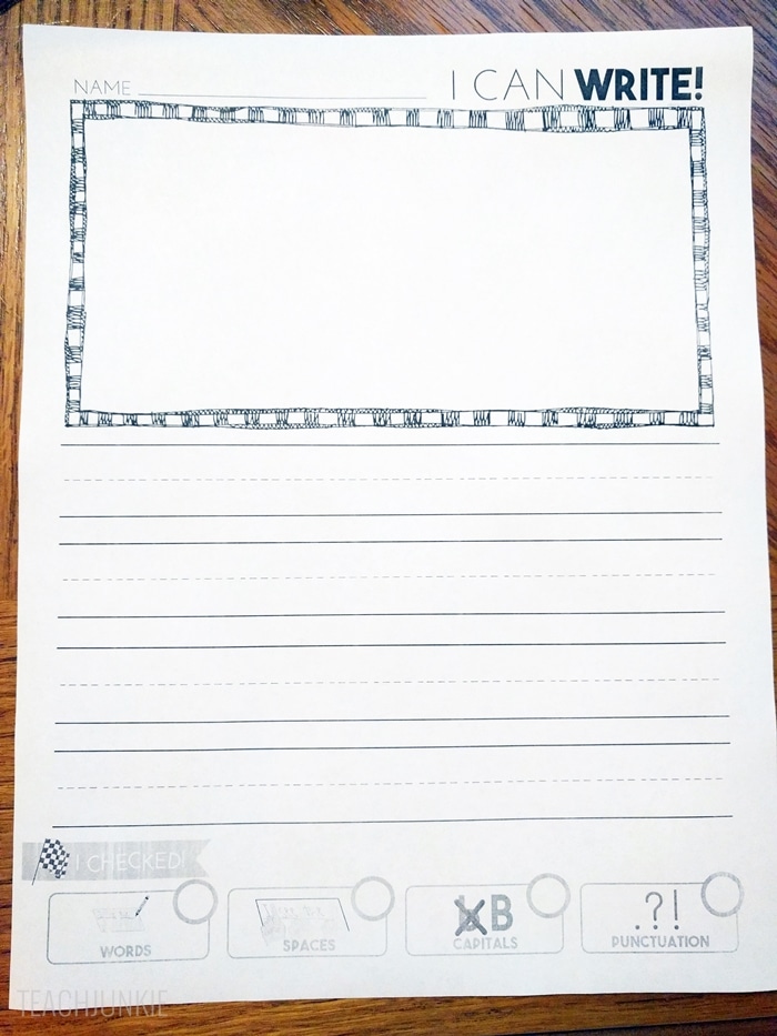 Writing Paper With Editing Checklist FREEBIE for first grade