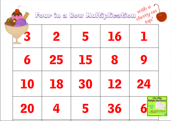 14 Easy Multiplication Charts and Tips - Four In A Row Multiplication - Teach Junkie