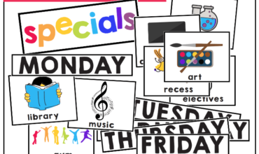 Weekly Specials Schedule Cards Free Printable